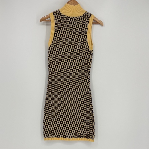 Zara Geometric Sleeveless Mockneck Wool Blend Sweater Dress Women’s Size Small - Picture 5 of 6